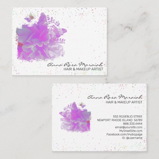 Carte De Visite *~* Art Pink Peony Peony Papillon Art AR3 (Devant / Derrière)