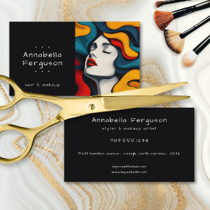 Carte De Visite Art Pop Moderne Rétro Maquillage Cheveux Coloré