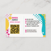 Carte De Visite Art Pop rétro Design géométrique - bleu rose jaune (Dos)