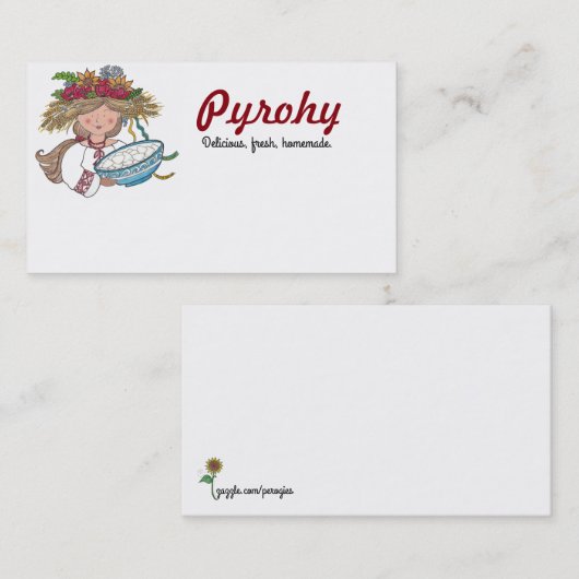 Carte De Visite Art populaire d'Ukrainien de fille de Perogie (Devant / Derrière)