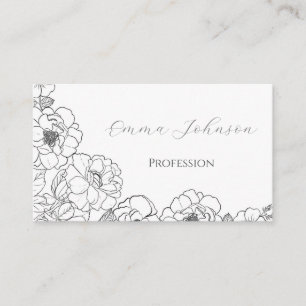 Carte De Visite Art Rose élégant Floral Black Line