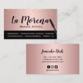 Carte De Visite Art rose moderne de maquillage d'or (Devant / Derrière)