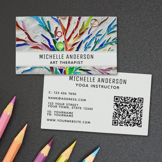 Carte De Visite Art Therapist moderne coloré QR Code