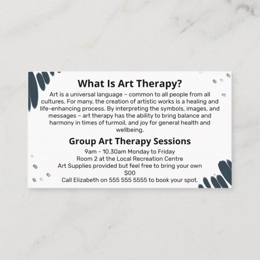 Carte De Visite Art Therapy Healing Abstrait (Dos)