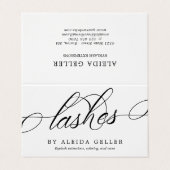Carte De Visite Art tourbillonnant Script Lash Artist Aftercare (Extérieur déplié)