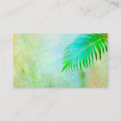 Carte De Visite art tropical aquarelle feuille de palme design (Dos)