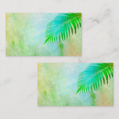 Carte De Visite art tropical aquarelle feuille de palme design (Devant / Derrière)