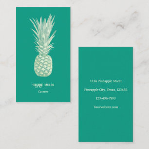 Carte De Visite Art Tropical Elegant Turquoise Beige Ananas