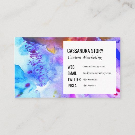 Carte De Visite Artefacts Abstraits peints à la main éclaboussures (Dos)