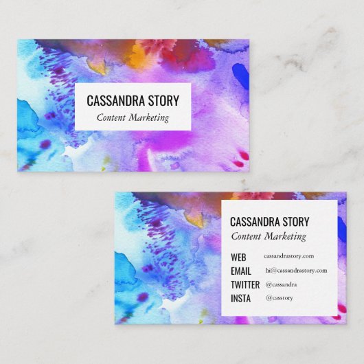 Carte De Visite Artefacts Abstraits peints à la main éclaboussures (Devant / Derrière)