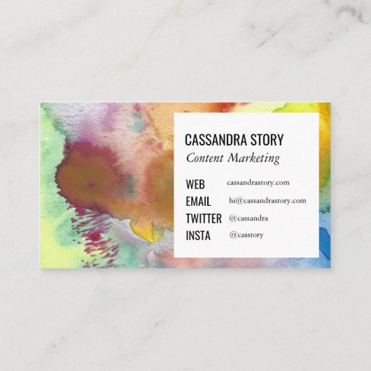 Carte De Visite Artefacts Abstraits peints à la main éclaboussures (Dos)