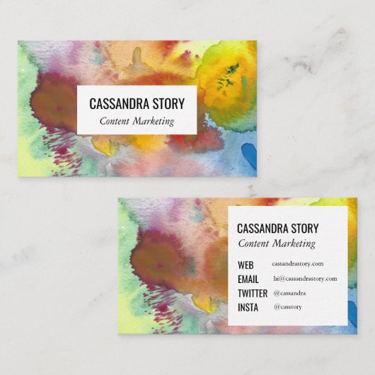 Carte De Visite Artefacts Abstraits peints à la main éclaboussures (Devant / Derrière)