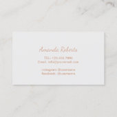 Carte De Visite Artefacts maquillage Rose Gold Script Classy Grey (Dos)