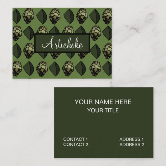 Carte De Visite Artichoke Plante végétal Motif botanique (Devant / Derrière)