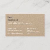 Carte De Visite Artichoke Screen Print Catering Kraft (Dos)