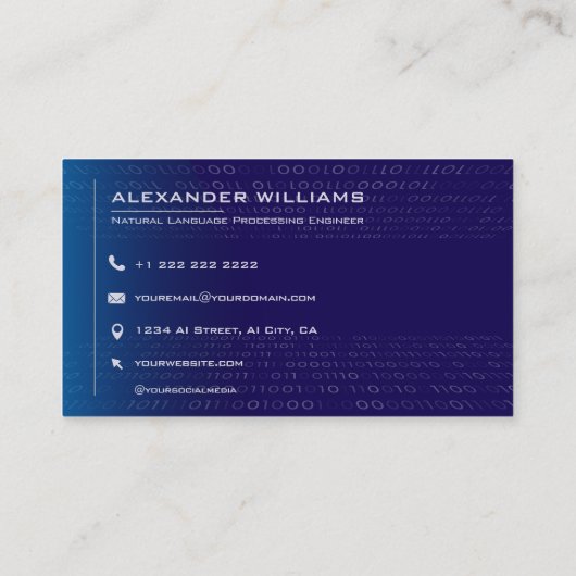 Carte De Visite Artificial Intelligence Software Engineer Visiting (Dos)