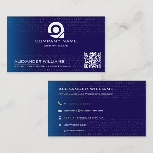 Carte De Visite Artificial Intelligence Software Engineer Visiting (Devant / Derrière)