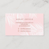 Carte De Visite Artillerie rose en or script palmier rose (Dos)