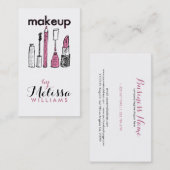 Carte De Visite Artis de maquillage noir et rose (Devant / Derrière)
