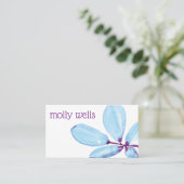 Carte De Visite Artisan Blue Purple Watercolor Branche (Debout devant)