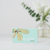 Carte De Visite Artisan de la feuille verte aquarelle branche de l (Debout devant)