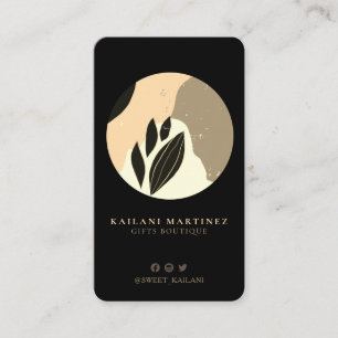 Carte De Visite Artisan Rustique Black Gold Botanical Abstrait