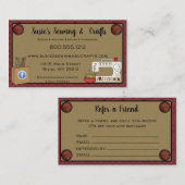 Carte De Visite Artisanat de couture de pays primitif rustique (Devant / Derrière)