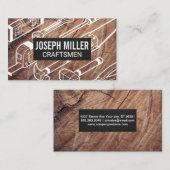 Carte De Visite Artisans Arrière - plan bois | Outils (Devant / Derrière)