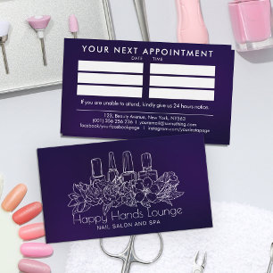 Carte De Visite Artiste à ongles - illustration d'art à ligne flor