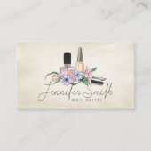 Carte De Visite Artiste à ongles - Illustration florale d'aquarell (Devant)