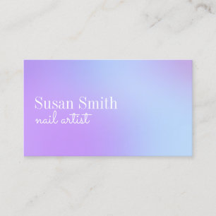 Carte De Visite Artiste à ongles mauve et bleu à gradient de lum