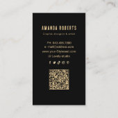 carte de visite artiste Abstrait noir et or (Dos)