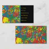 Carte De Visite Artiste Abstrait rouge jaune vert bleu (Devant / Derrière)