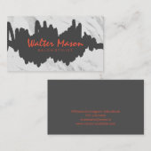 Carte De Visite Artiste Brossé Gris Scribble Marbre (Devant / Derrière)