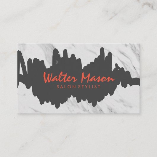 Carte De Visite Artiste Brossé Gris Scribble Marbre (Devant)