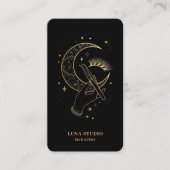 Carte De Visite Artiste Cils Luxe Code QR Céleste Noir Or (Devant)