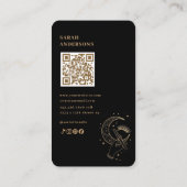 Carte De Visite Artiste Cils Luxe Code QR Céleste Noir Or (Dos)
