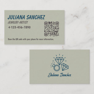 Carte De Visite Artiste de bijoux permanents élégants Code QR Entr