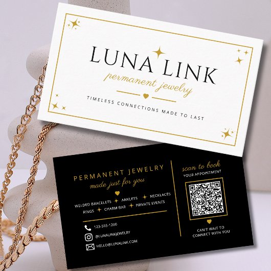 Carte De Visite Artiste de Bijoux Permanents Élégants Code QR Mini