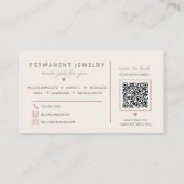 Carte De Visite Artiste de Bijoux Permanents Modern Blush Code QR (Dos)
