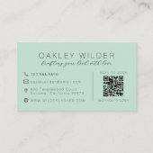 Carte De Visite Artiste de Cils Moderne Code QR Script Vert Prune (Dos)