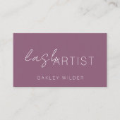 Carte De Visite Artiste de Cils Moderne Code QR Script Vert Prune (Devant)
