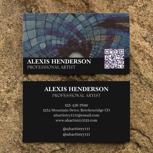 Carte De Visite Artiste de code QR simple abstrait noir et blanc