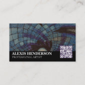 Carte De Visite Artiste de code QR simple abstrait noir et blanc (Devant)