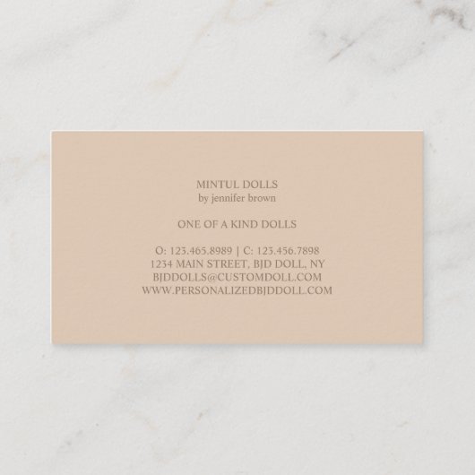 Carte De Visite Artiste de la poupée d'argile Bjd Ooak (Dos)