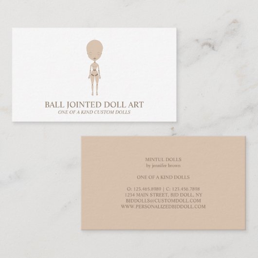 Carte De Visite Artiste de la poupée d'argile Bjd Ooak (Devant / Derrière)