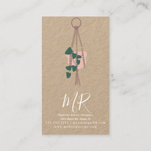 Carte De Visite Artiste de Macrame Conception artisanale Suspendu (Dos)