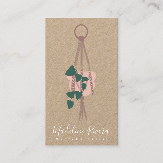 Carte De Visite Artiste de Macrame Conception artisanale Suspendu  (Devant)