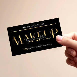 Carte De Visite Artiste de Maquillage à Effet Noir et Or Élégant M