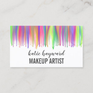 Carte De Visite Artiste de maquillage à l'aquarelle à goutte color